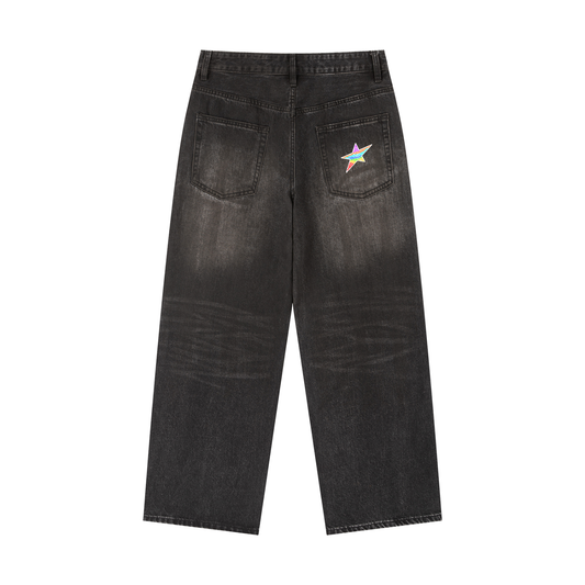 BLACK STRESSED JEANS