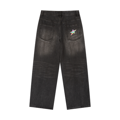 BLACK STRESSED JEANS